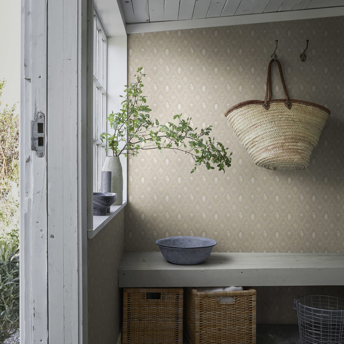 Turtledove Barn Wallpaper - Gray - Sandberg - S10271 - Premier Wallcovering