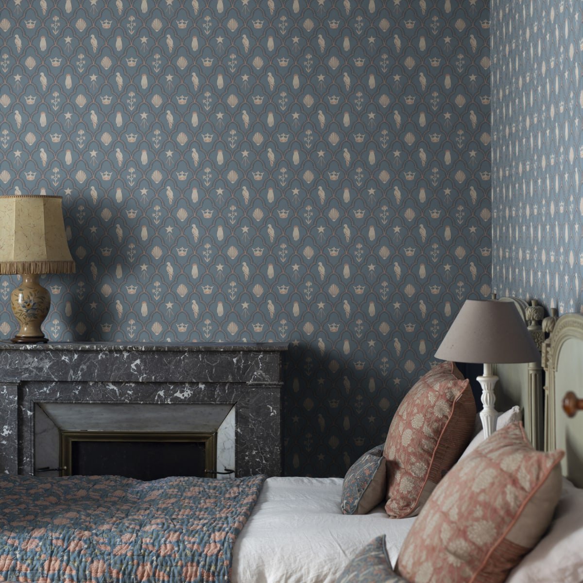 Turtledove Barn Wallpaper - Indigo Blue - Sandberg - S10272 - Premier Wallcovering