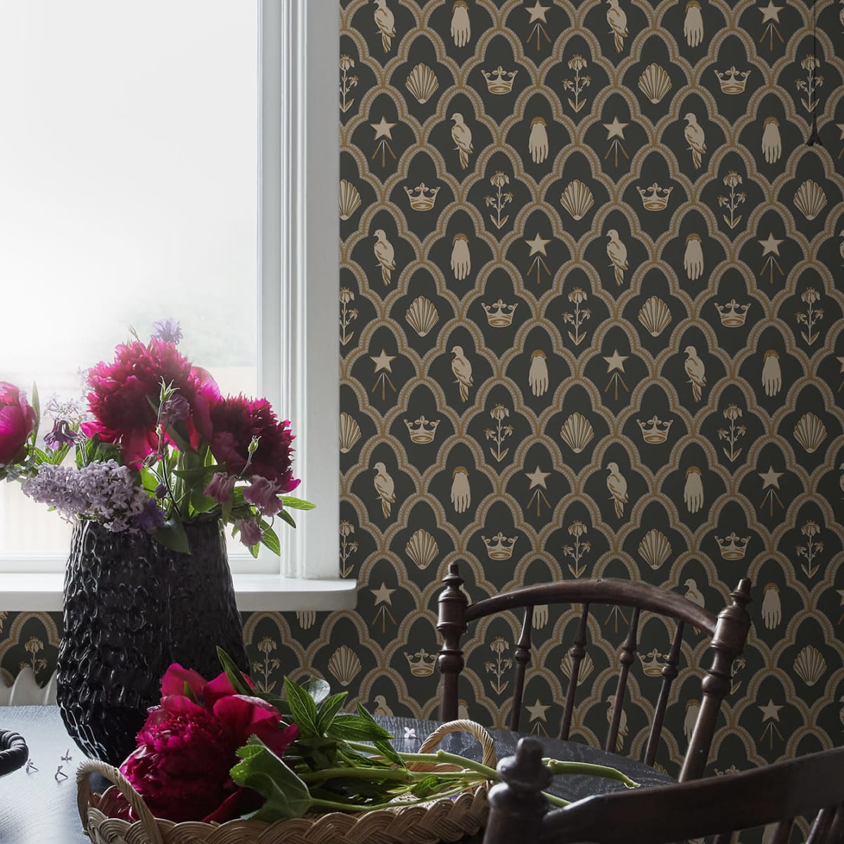 Turtledove Barn Wallpaper - Charcoal - Sandberg - S10270 - Premier Wallcovering
