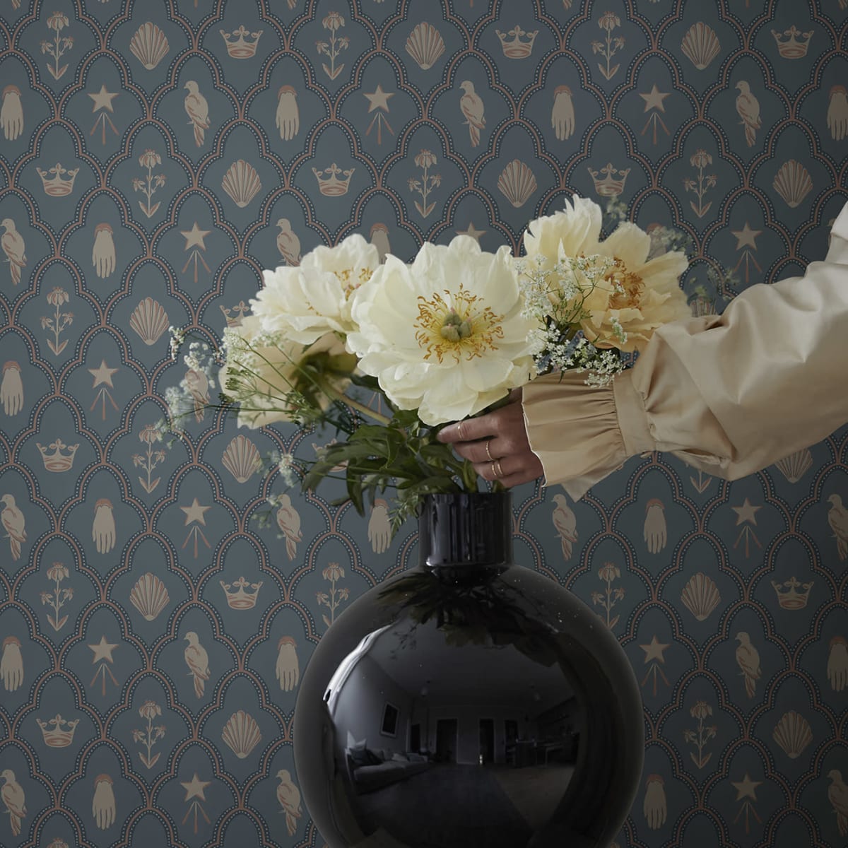 Turtledove Barn Wallpaper - Indigo Blue - Sandberg - S10272 - Premier Wallcovering