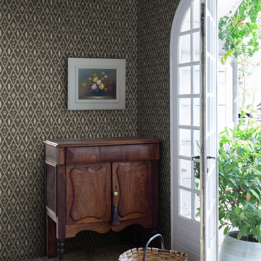 Turtledove Barn Wallpaper - Charcoal - Sandberg - S10270 - Premier Wallcovering