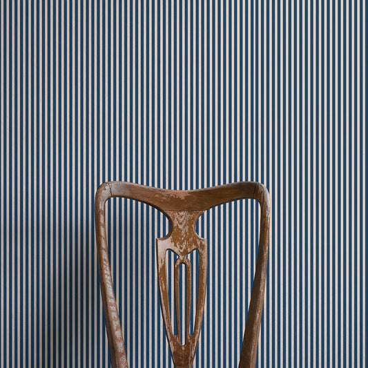 Tuscan Stripes Wallpaper - Navy Blue & Oatmeal - Ottoline - W/C&S/102/4 - Premier Wallcovering