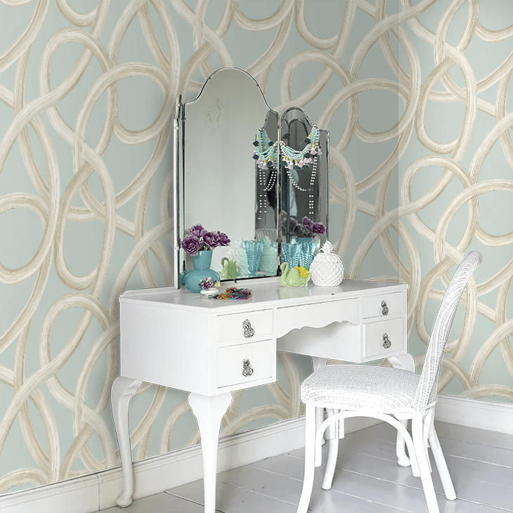 Twisted Geo Wallpaper - Opal - Ohpopsi - LBK50153W - Premier Wallcovering