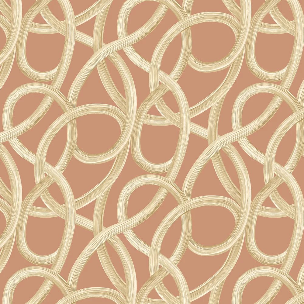 Twisted Geo Wallpaper - Ginger - Ohpopsi - LBK50131W - Premier Wallcovering