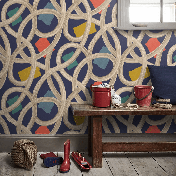 Twisted Geo Wallpaper - Denim - Ohpopsi - CEP50129W - Premier Wallcovering