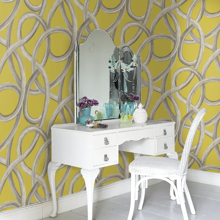 Twisted Geo Wallpaper - Chartreuse - Ohpopsi - CEP50125W - Premier Wallcovering