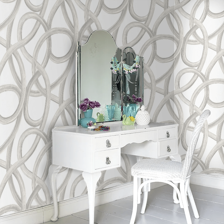 Twisted Geo Wallpaper - Silver - Ohpopsi - LBK50124W - Premier Wallcovering