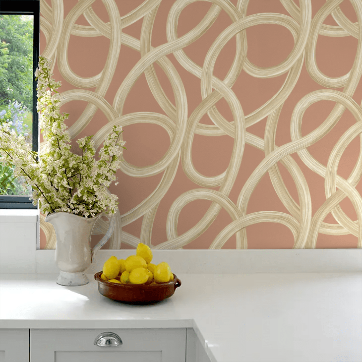Twisted Geo Wallpaper - Ginger - Ohpopsi - LBK50131W - Premier Wallcovering