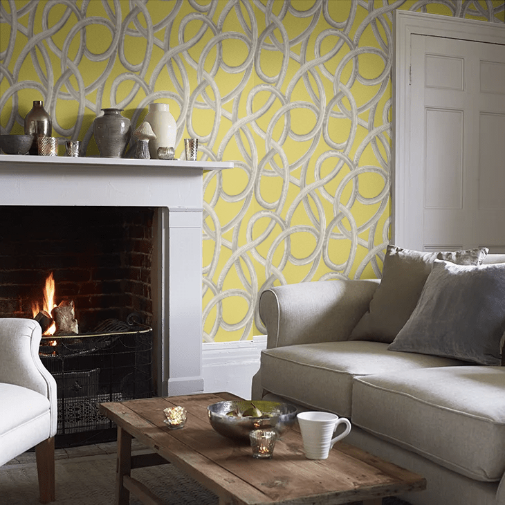 Twisted Geo Wallpaper - Chartreuse - Ohpopsi - CEP50125W - Premier Wallcovering