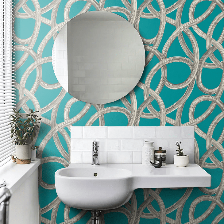 Twisted Geo Wallpaper - Turquoise - Ohpopsi - CEP50124W - Premier Wallcovering