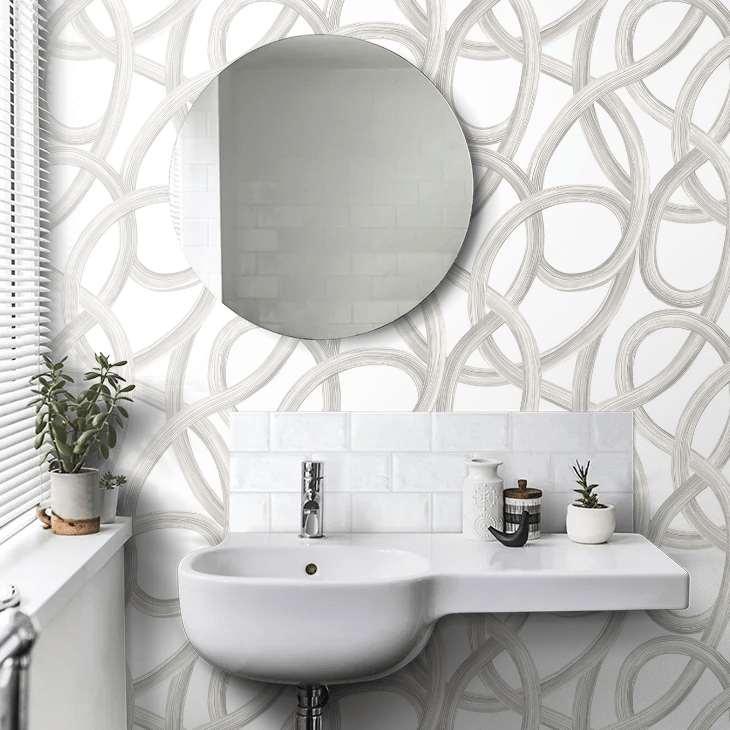 Twisted Geo Wallpaper - Silver - Ohpopsi - LBK50124W - Premier Wallcovering
