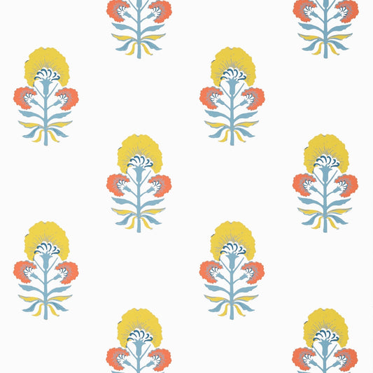 Tybee Bud Wallpaper - Coral & Yellow - Thibaut - T16212 - Premier Wallcovering
