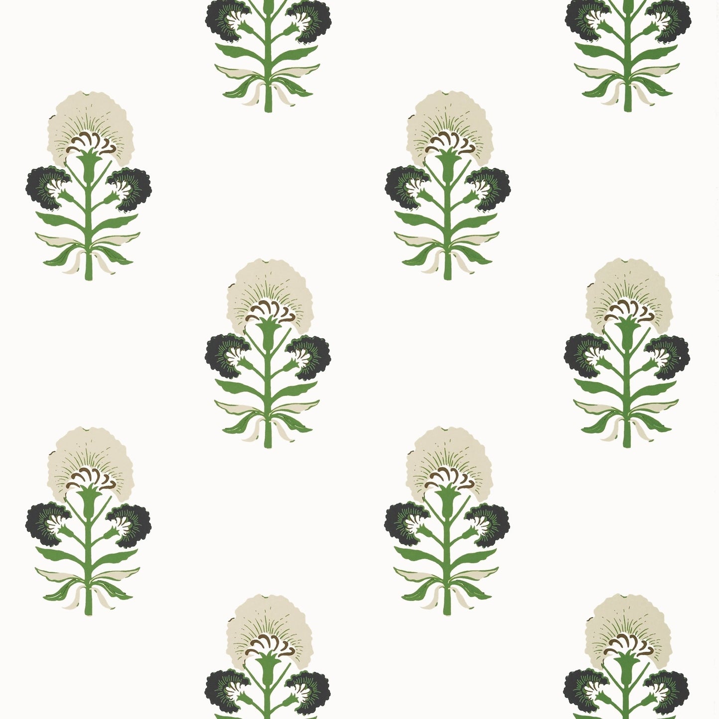 Tybee Bud Wallpaper - Black & Green - Thibaut - T16214 - Premier Wallcovering