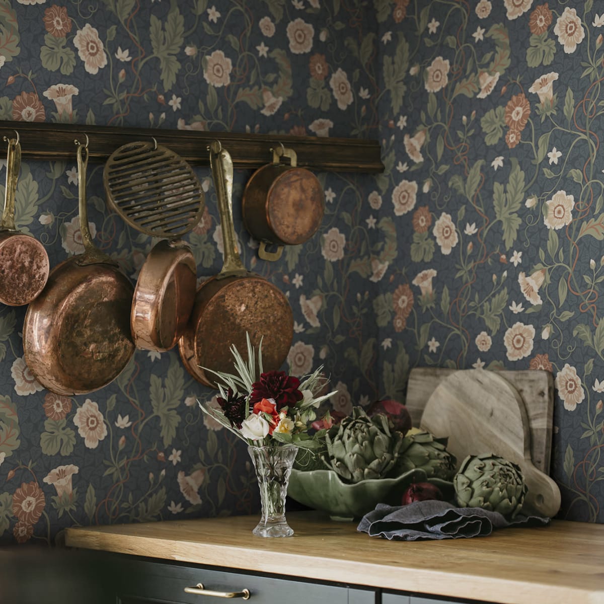 Ulla Wallpaper - Midnight Blue - Sandberg - S10500 - Premier Wallcovering