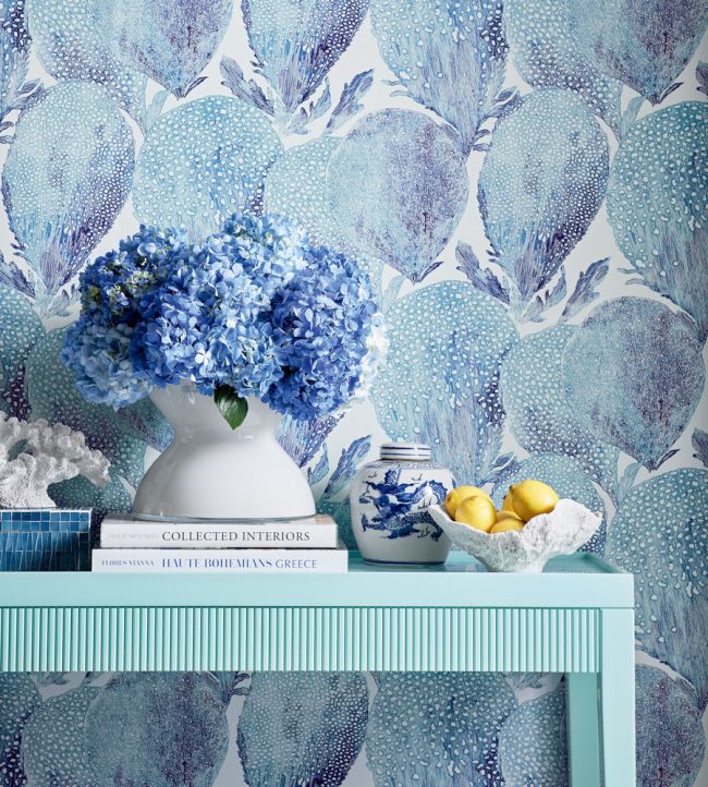 Under The Sea Wallpaper - Turquoise & Plum - Thibaut - T15823 - Premier Wallcovering