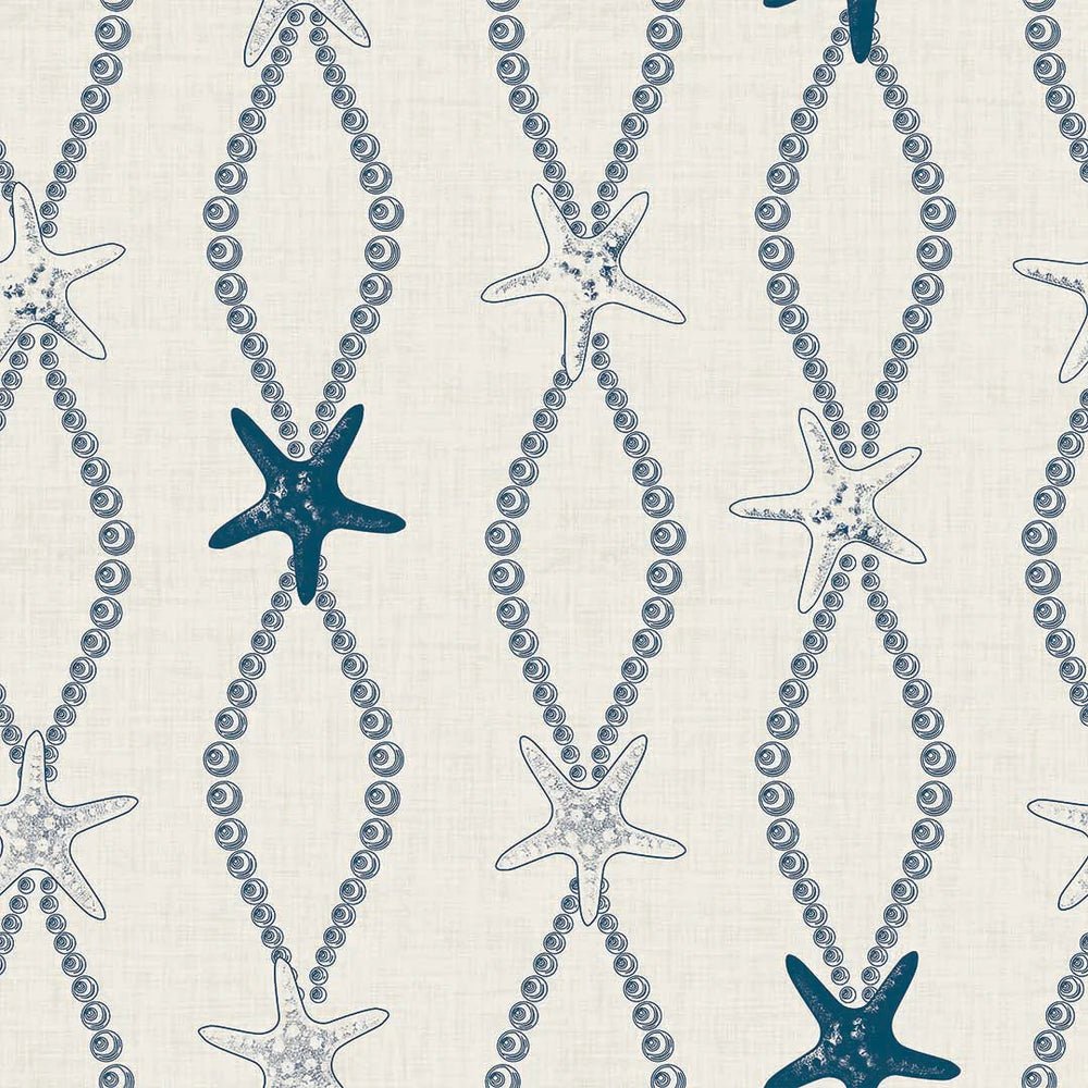 Underwater Treasure Wallpaper - Classic Navy on Pearl White - LAN100315 - Lucie Annabel - Premier Wallcovering
