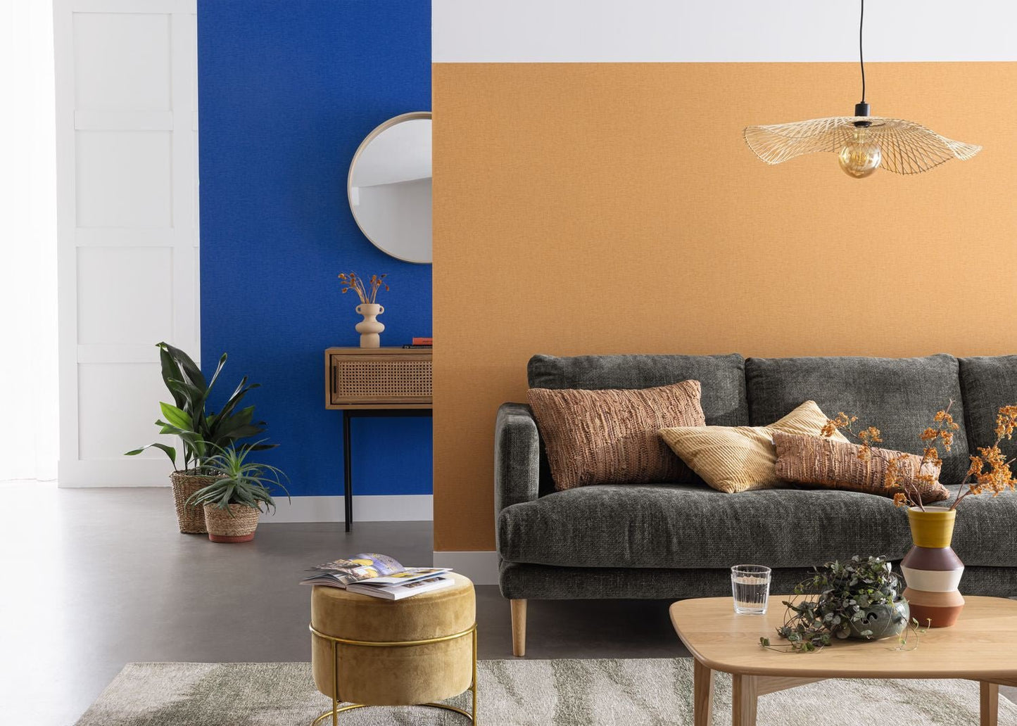 Uni Gaze Wallpaper - Ocre - Caselio - 103762212 - Premier Wallcovering