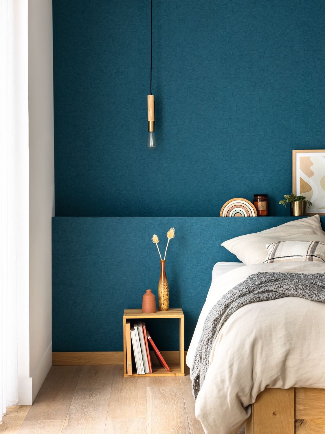 Uni Gaze Wallpaper - Bleu Madura - Caselio - 103766623 - Premier Wallcovering