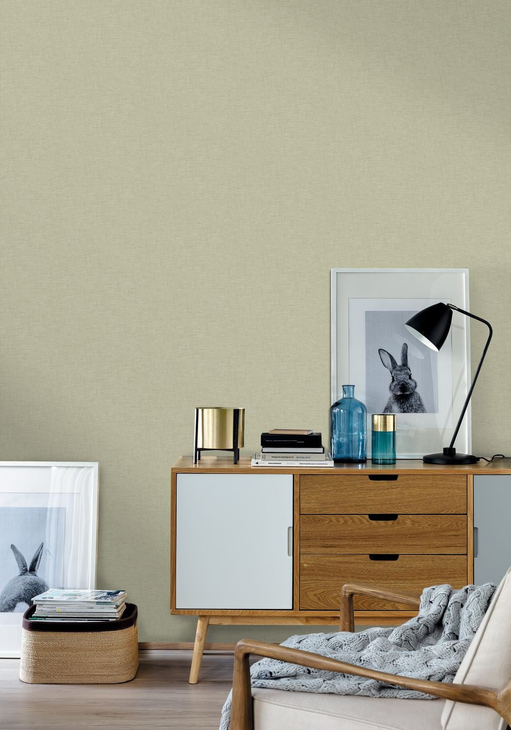 Uni Gaze Wallpaper - Sauge - Caselio - 103767113 - Premier Wallcovering