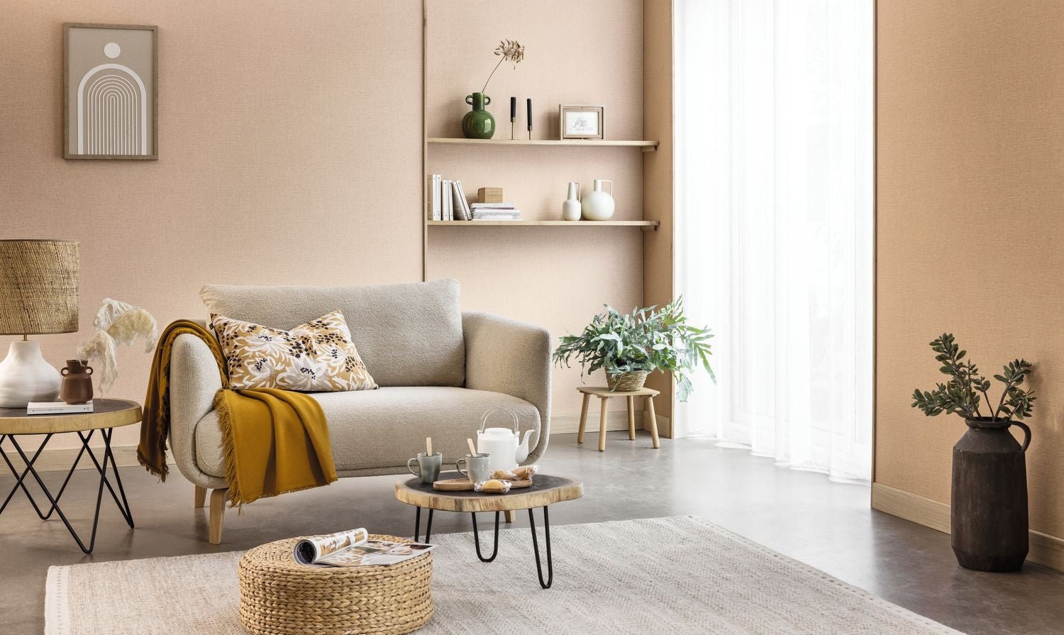 Uni Mat Wallpaper - Biscuit - Caselio - 104011474 - Premier Wallcovering