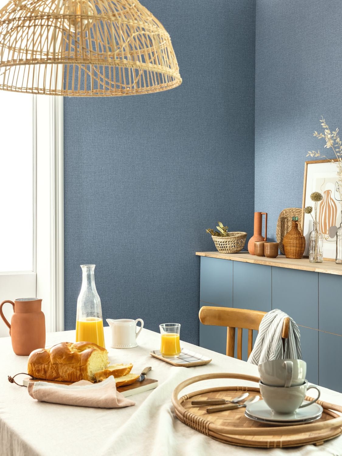 Uni Mat Wallpaper - Bleu Tempete - Caselio - 104016669 - Premier Wallcovering