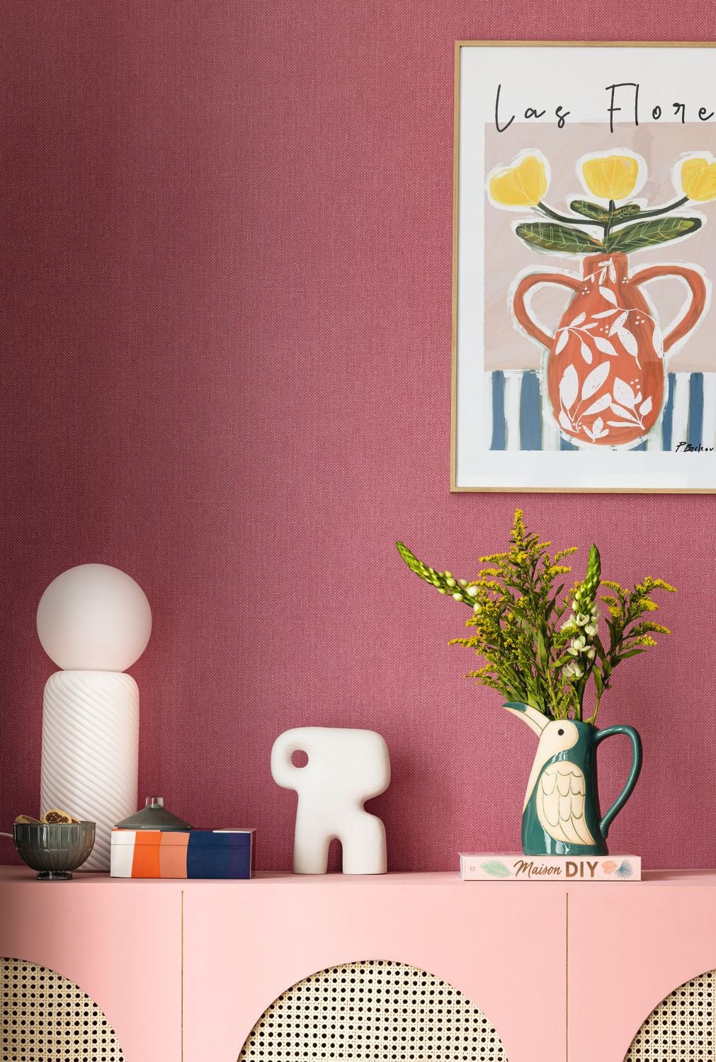 Uni Mat Wallpaper - Fuchsia - Caselio - 104995103 - Premier Wallcovering