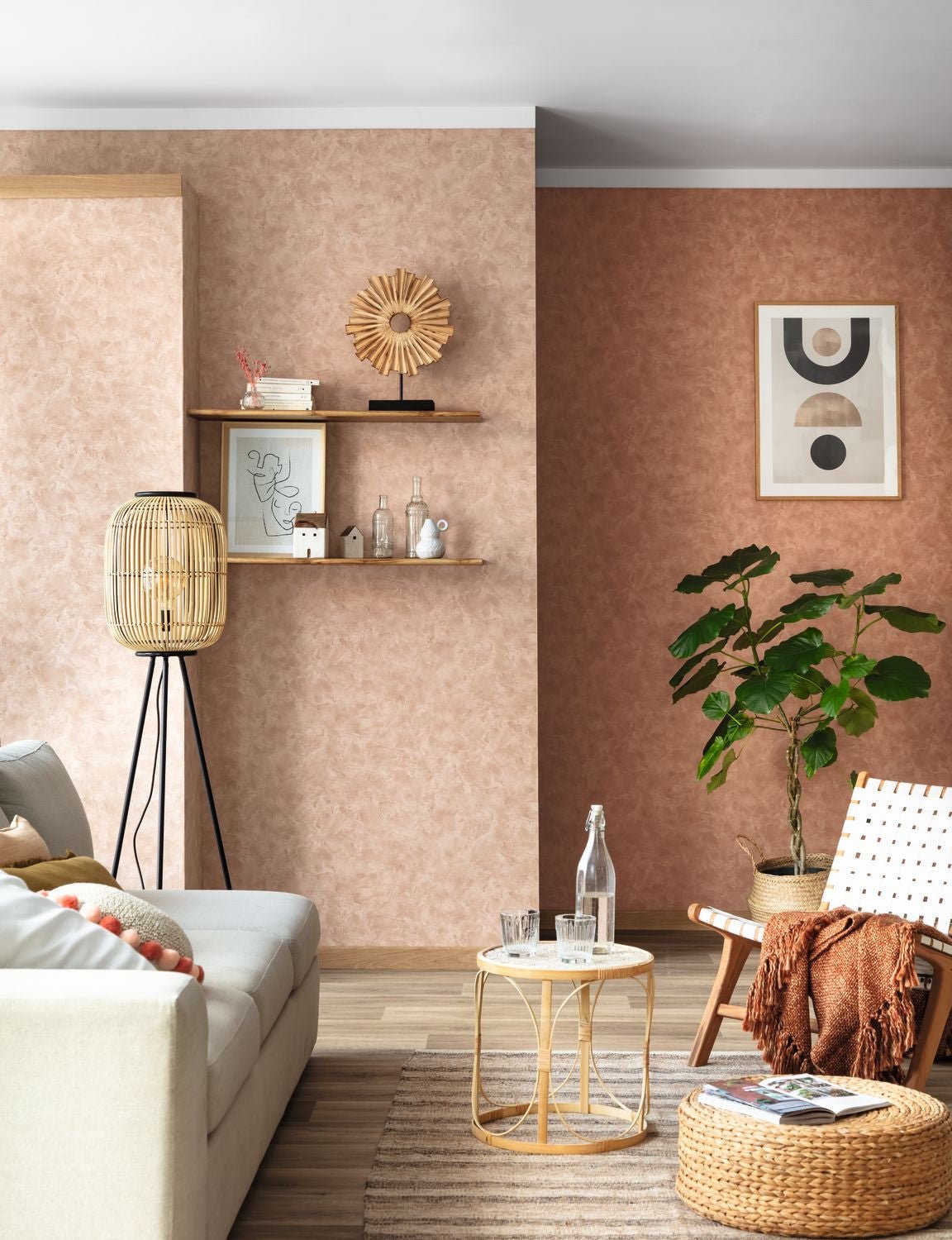 Uni Metallise / Nacre Wallpaper - Caramel - Caselio - 103682485 - Premier Wallcovering