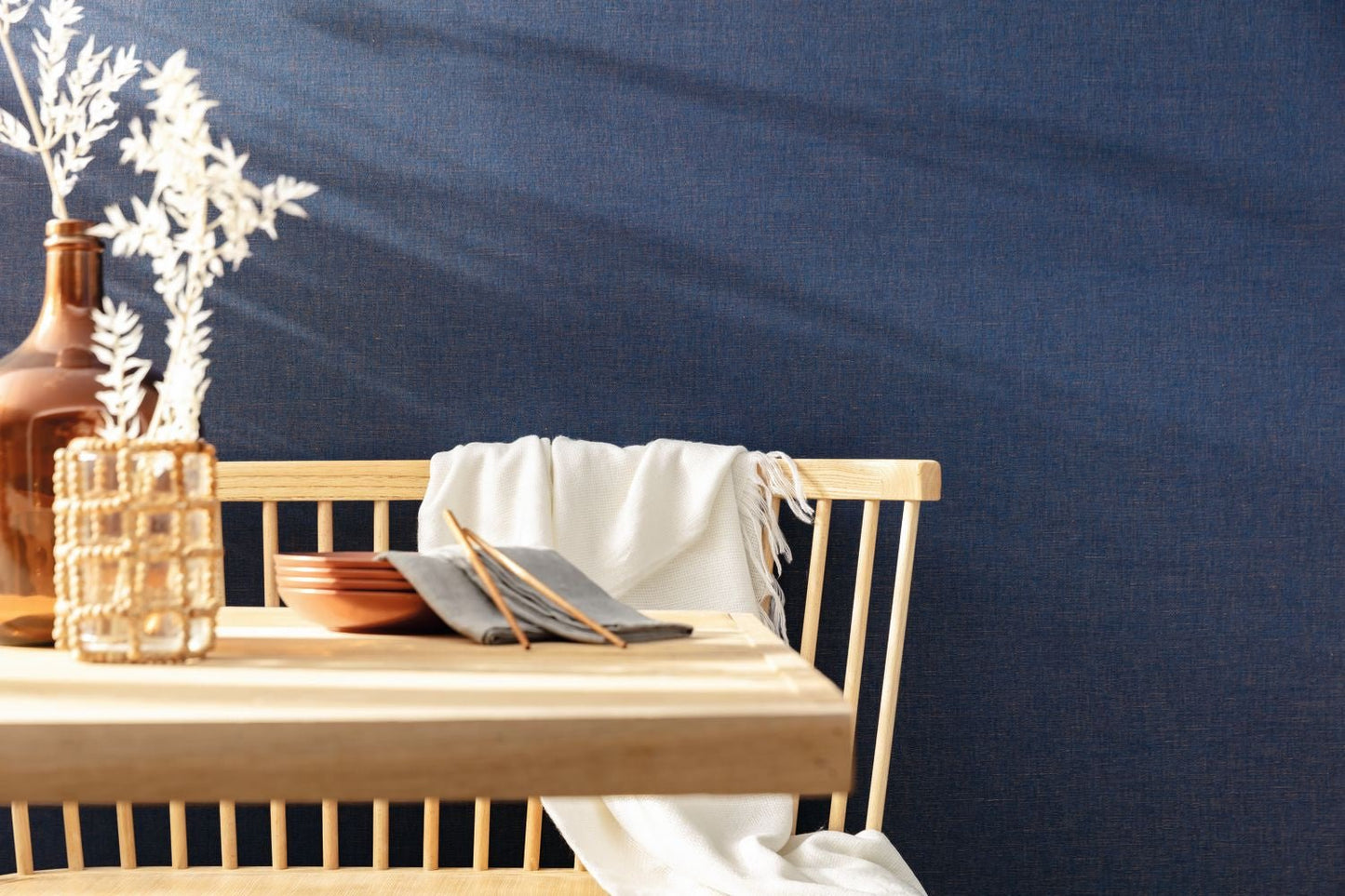 Uni Metallise/irise Wallpaper - Bleu Jean - Caselio - 103236032 - Premier Wallcovering