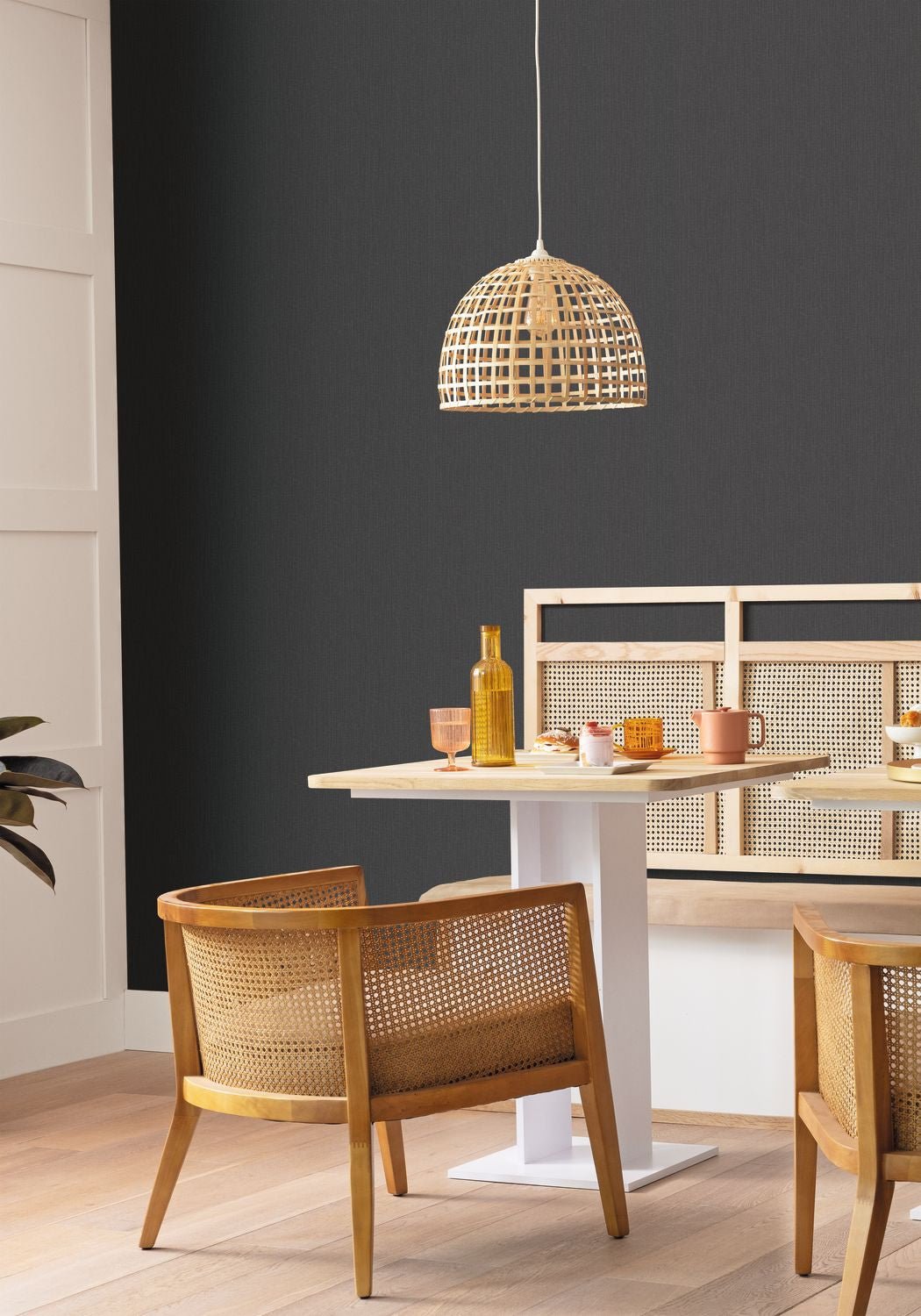 Uni Natte Wallpaper - Anthracite - Caselio - 101569582 - Premier Wallcovering