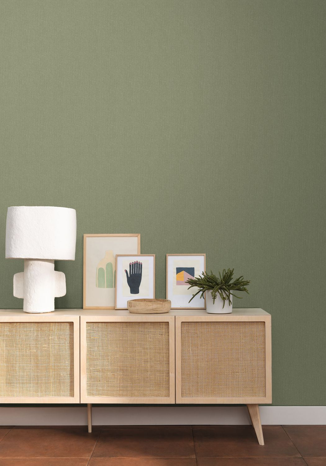 Uni Natte Wallpaper - Kaki - Caselio - 101567110 - Premier Wallcovering