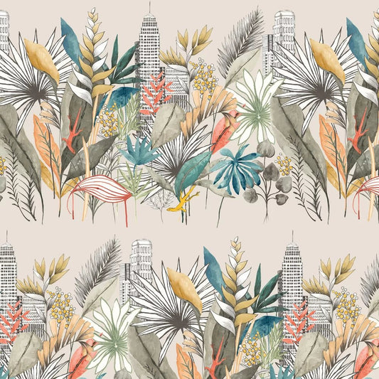 Urban Tropic Wallpaper - Parchment - Ohpopsi - CEP50109W - Premier Wallcovering