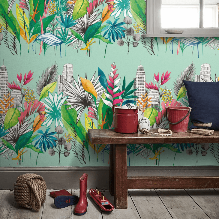 Urban Tropic Wallpaper - Azure - Ohpopsi - CEP50112W - Premier Wallcovering