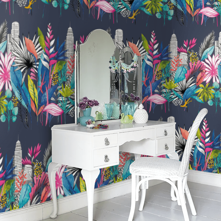 Urban Tropic Wallpaper - Midnight - Ohpopsi - CEP50110W - Premier Wallcovering