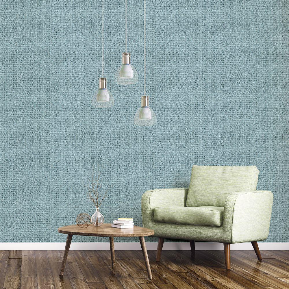 Utopia Herringbone Weave Wallpaper - Green - Galerie - G68025 - Premier Wallcovering