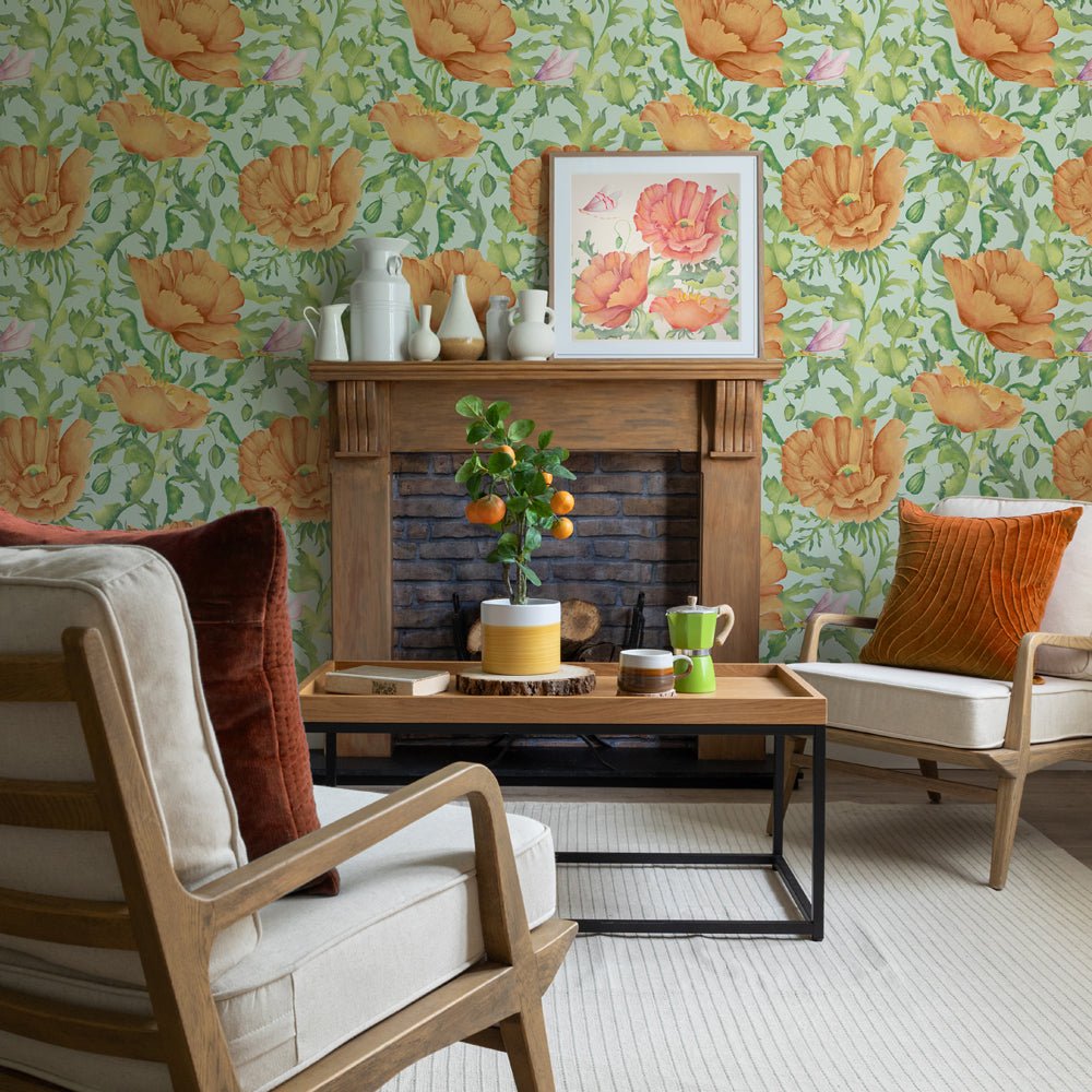 Valeria Wallpaper - Tangerine - Voyage Maison - VALERIA/WPO/TAN - Premier Wallcovering