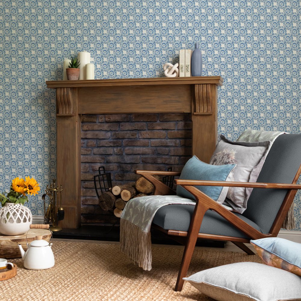 Vali Wallpaper - Denim - Voyage Maison - VALI/WPO/DEN - Premier Wallcovering
