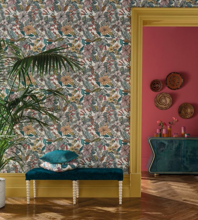 Valldemossa Wallpaper - Ivory/ Sea Blue - Matthew Williamson - W7260-02 - Premier Wallcovering