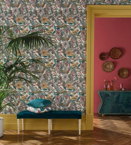 Valldemossa Wallpaper - Ivory/ Sea Blue - Matthew Williamson - W7260-02 - Premier Wallcovering