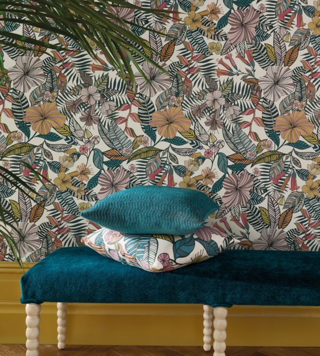 Valldemossa Wallpaper - Ivory/ Sea Blue - Matthew Williamson - W7260-02 - Premier Wallcovering