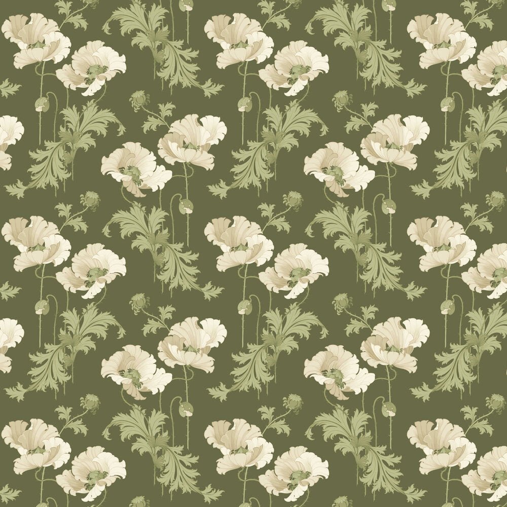 Vallmo Wallpaper - Green - Boråstapeter - 8091 - Premier Wallcovering