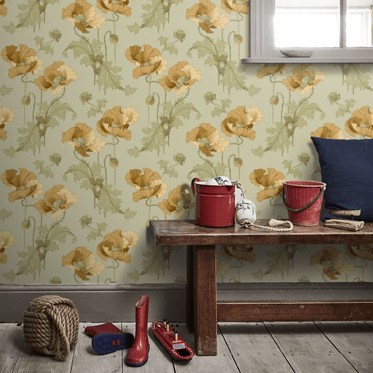 Vallmo Wallpaper - Yellow - Boråstapeter - 8092 - Premier Wallcovering