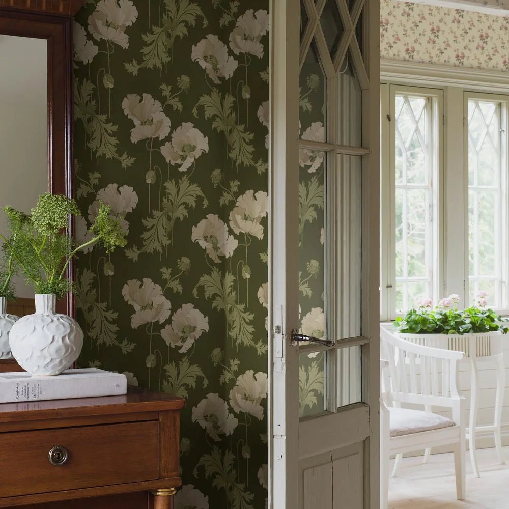 Vallmo Wallpaper - Green - Boråstapeter - 8091 - Premier Wallcovering