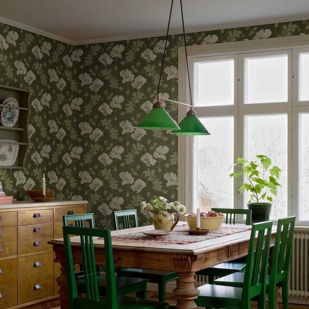Vallmo Wallpaper - Green - Boråstapeter - 8091 - Premier Wallcovering