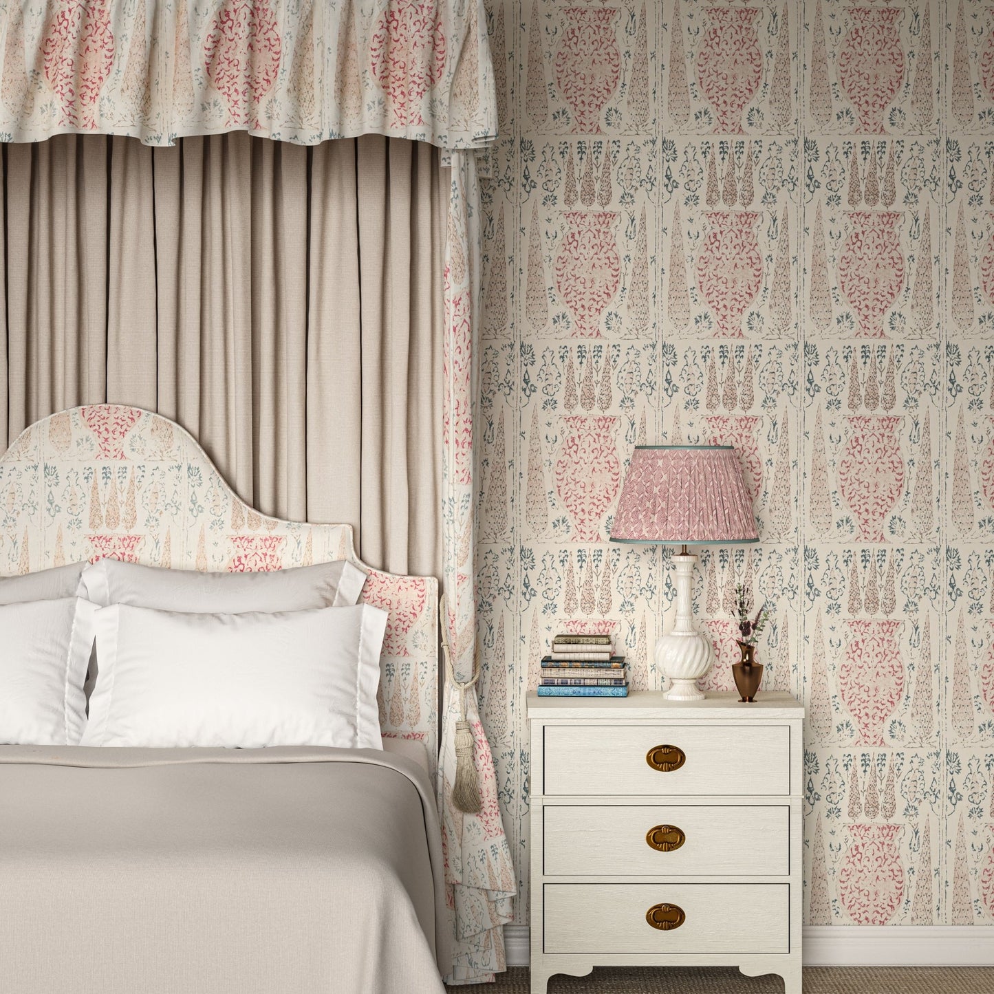 Vasari Wallpaper - Blue/Pink - Penny Morrison - VASARI-BP - Premier Wallcovering