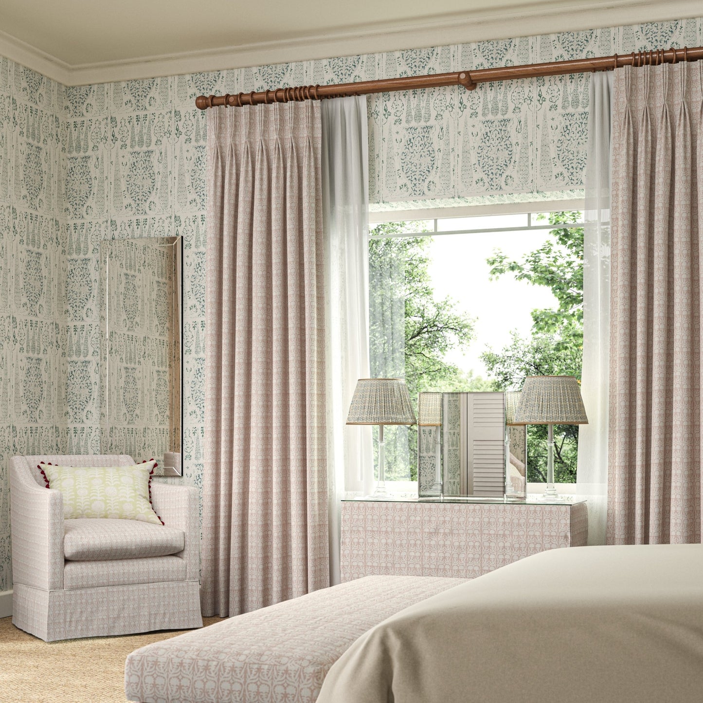 Vasari Wallpaper - Duck Egg/Grey - Penny Morrison - VASARI-DG - Premier Wallcovering