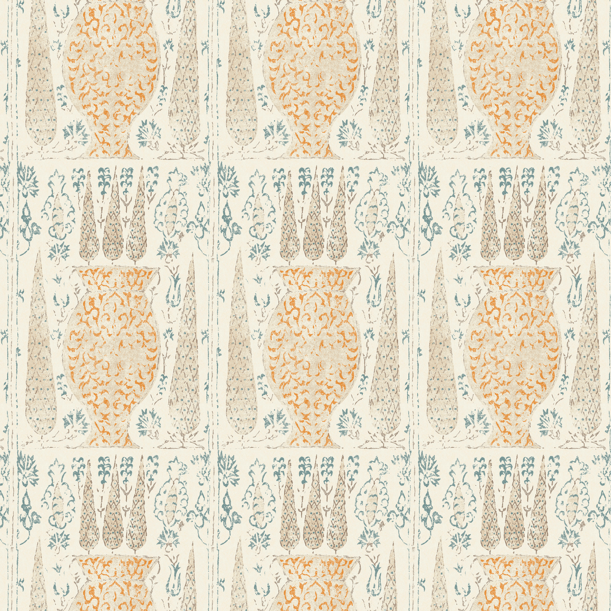 Vasari Wallpaper - Blue/Orange - Penny Morrison - VASARI-BO - Premier Wallcovering