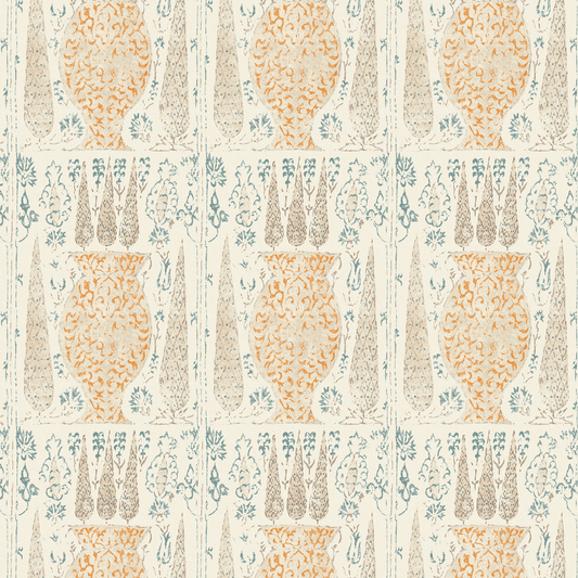 Vasari Wallpaper - Blue/Orange - Penny Morrison - VASARI-BO - Premier Wallcovering