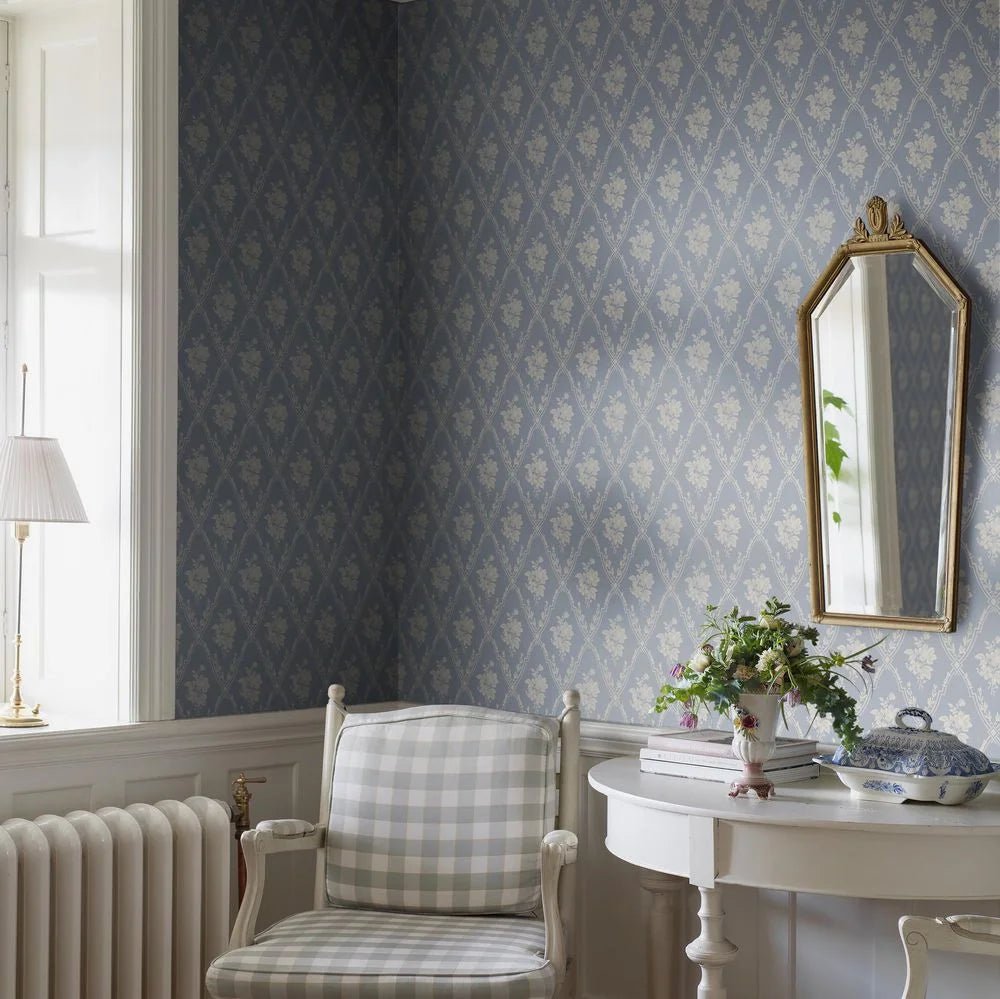 Västigårn Wallpaper - Blue - Boråstapeter - 8060 - Premier Wallcovering