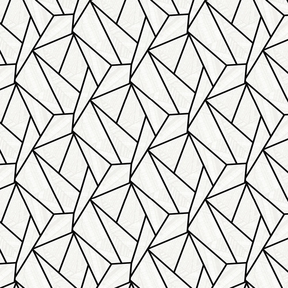 Vector Geo Wallpaper - Ebony & Morning Fog - NextWall - NW57300 - Premier Wallcovering