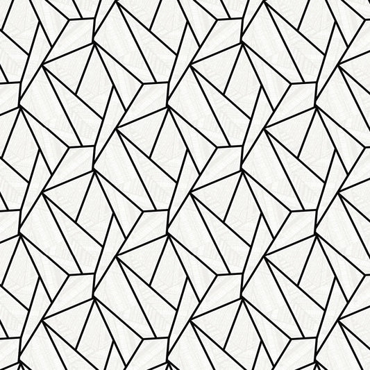 Vector Geo Wallpaper - Ebony & Morning Fog - NextWall - NW57300 - Premier Wallcovering